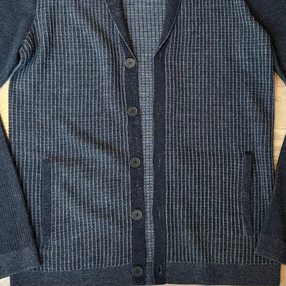 John Varvatos Shawl Collar Cardigan Sweater Wool Blend Charcoal Mens Size Large - Picture 3 of 8